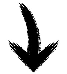 Brush arrow down isolated in grunge style