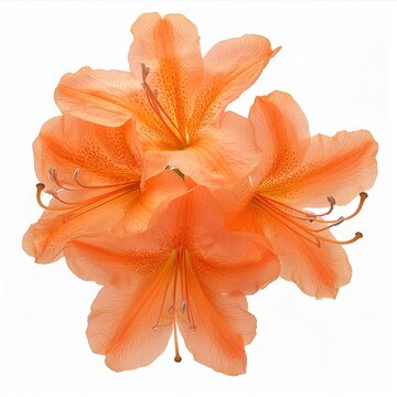 Close up of Fresh Oranges Flower, Rhododendron vireya Tropic Glow on an isolated white background 