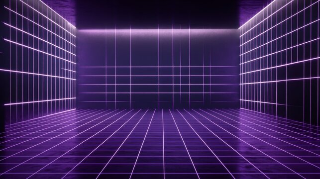 Virtual retro wave background. Perfect TV backdrop for tech shows or technology events. VR tracking system suitable for green screen VR.