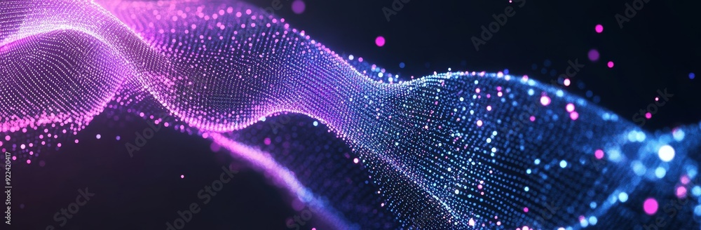 Poster digital technology webflow. big data visualization. 3d rendering of technology hexagon dynamic wave.