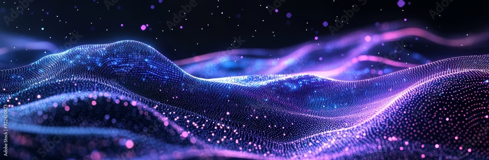 Poster dynamic hexagon of technology. webflow of digital technology. visualization of big data. 3d renderin