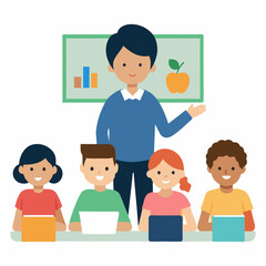  A classroom scene with a teacher students vector illustration 