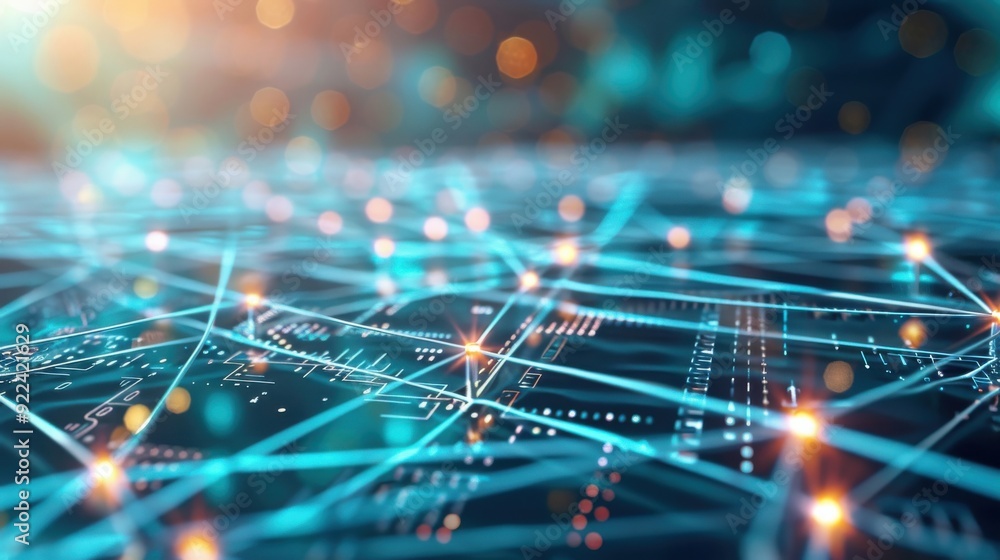 Poster decentralized internet infrastructure with distributed nodes, robust and secure.