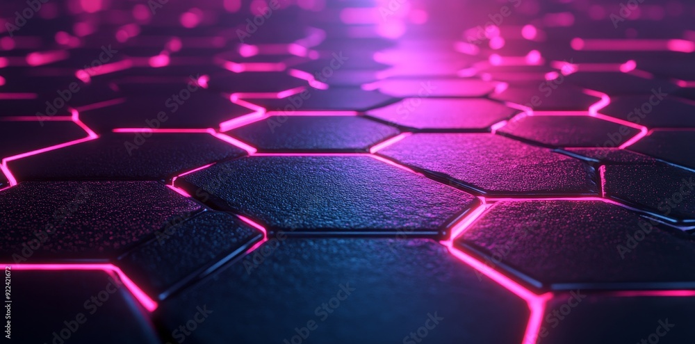 Poster the background is an abstract 3d digital hexagon created with generative ai
