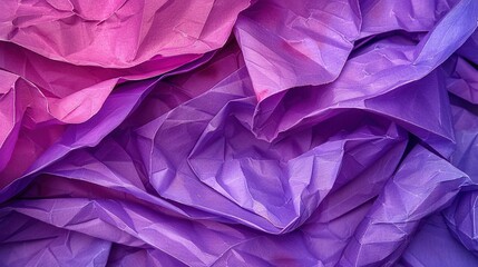   A mountain of purple tissue papers stacked atop one another