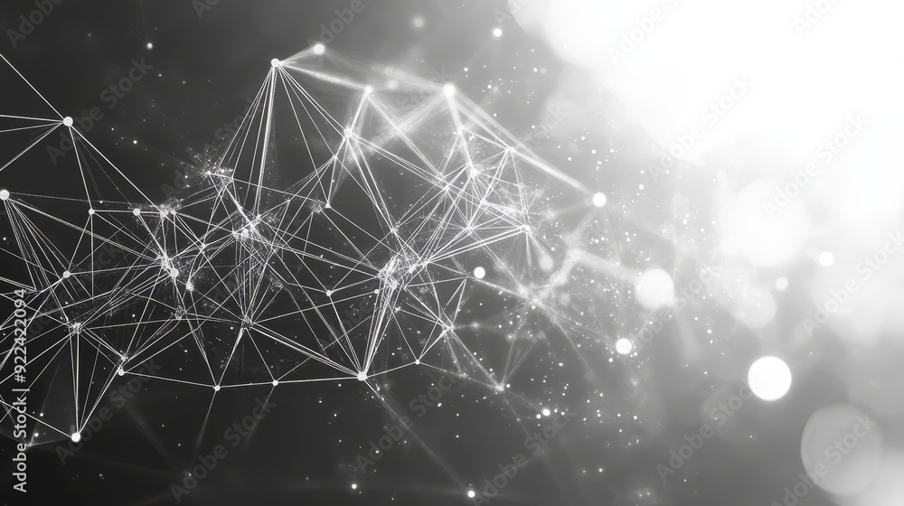 Poster grey background 3d rendering of abstract digital network connection