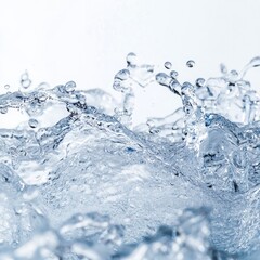 Close up of strong flow of water on an isolated white background