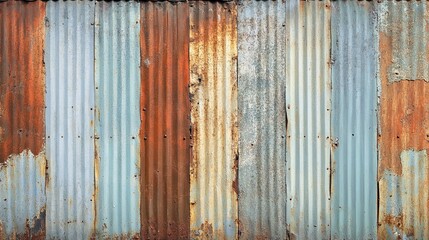 Corrugated Metal frame, A highly detailed, realistic depiction of corrugated metal panels with a mix of shiny and weathered sections, giving it a utilitarian yet stylish look. Watercolor style, 