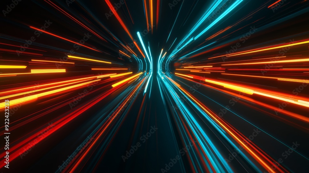 Poster digital technology abstract background with lines representing network, big data, data center, serve
