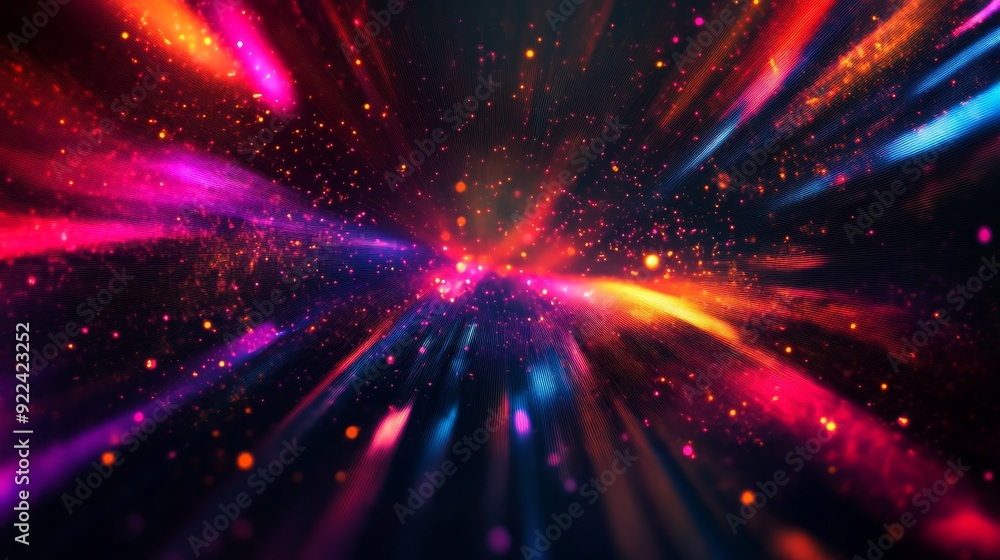 Poster a futuristic technology abstract background with neon lights into a tunnel of digital technology. ne