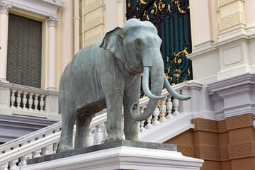 Grand Palace, amazing architecture of King's Palace, elephant sculpture at Grand Palace Wat Phra...