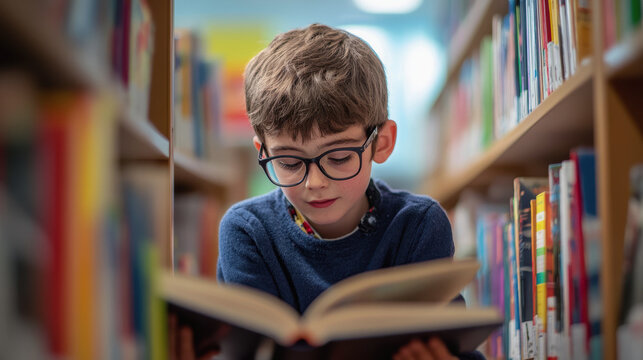 International School Library Day. the school library. children in the library