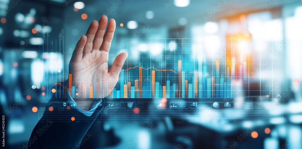 Poster a futuristic digital financial data technology concept for future big data analytic and business int