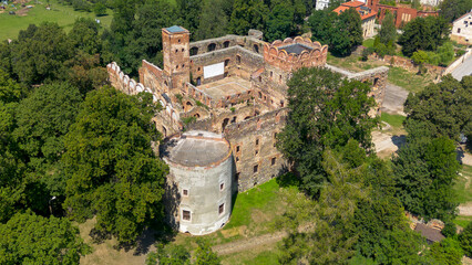 The ruins of the castle in Ząbkowice Śląskie, a bird's eye view