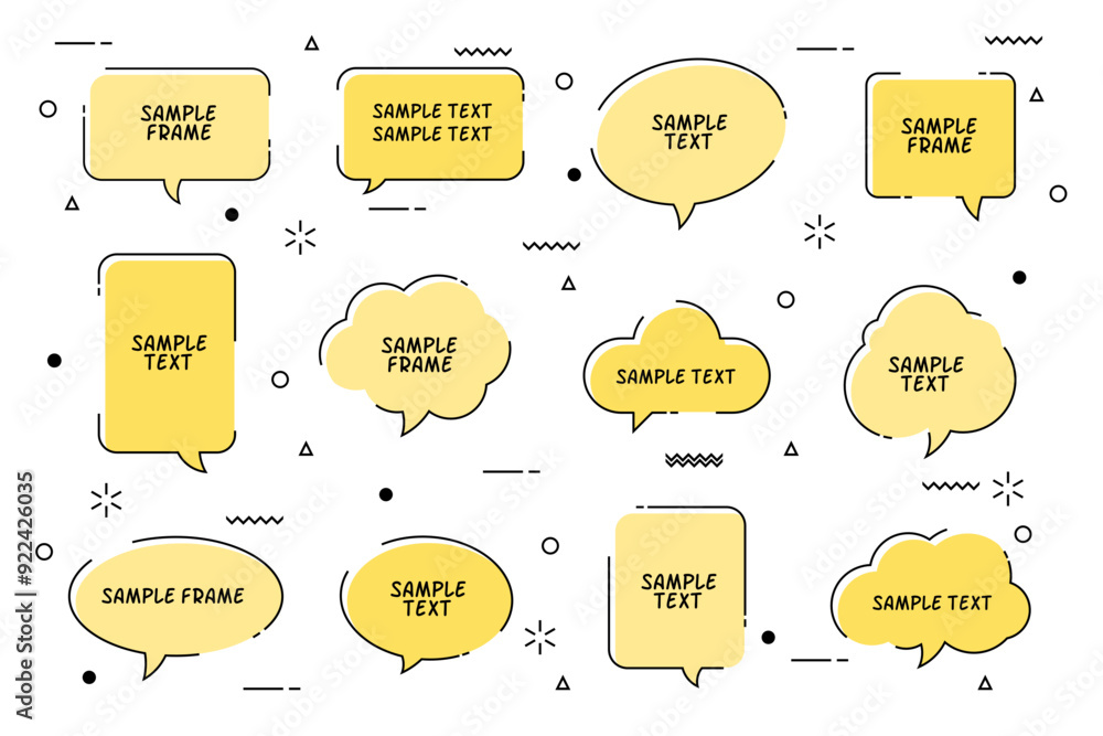 Poster a set of speech bubbles with different shapes and text samples inside
