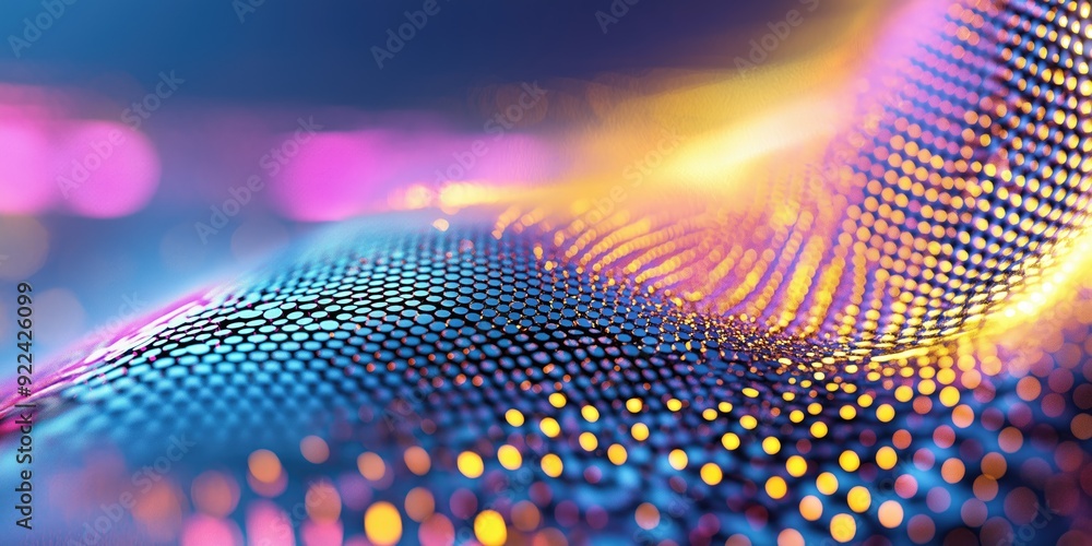 Aufkleber abstract digital landscape with colorful light patterns and futuristic mesh design