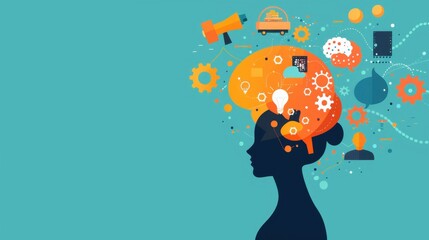 Divergent thinking, exploring multiple solutions, flat design illustration