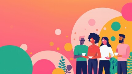 Diversity training, team participating in workshop, flat design illustration