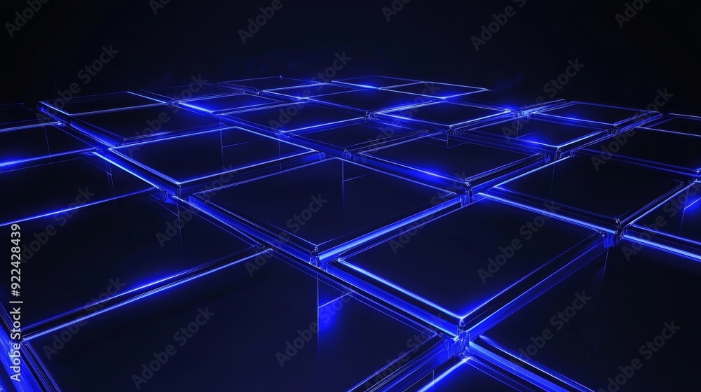 Poster digital grid background in blue. a 3d render of the future.