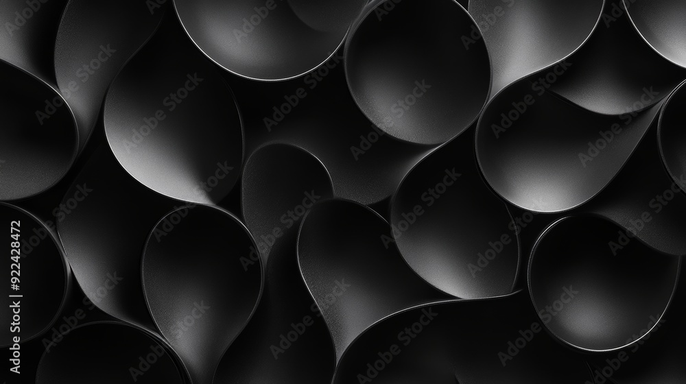 Poster a dark tech background with a geometric 3d structure. a simple, black futuristic design with a clean