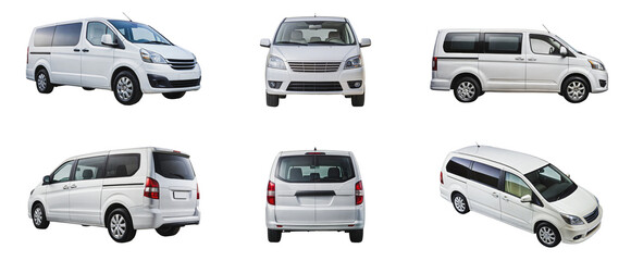 PNG Collection of white minivan. Different angles and perspectives of white cars