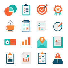 Document with Business Review Summary silhouette vector art illustration