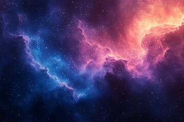 Obraz premium Vibrant nebula with shades of blue and orange against a star-filled cosmic background