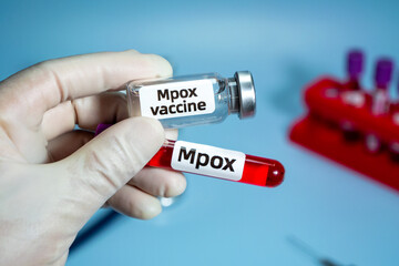 Obraz premium Blood collection tubes Mpox and vaccine,WHO to rename monkeypox as ‘Mpox’