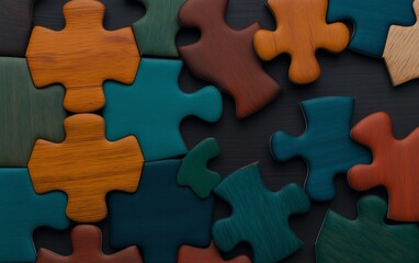 Obraz premium A D puzzle with each piece representing a different search query, symbolizing the complexity of search engines