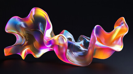 Obraz premium A captivating abstract glass sculpture with fluid and vibrant forms, featuring swirling colors and dynamic shapes, embodying the essence of modern and contemporary artistic expression.
