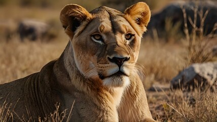 lion cub in the savannah