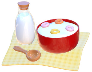 Cereal bowl and milk set 3D cute stationery sticker