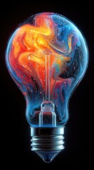 Colorful Creative idea concept with a lightbulb made from colorful paint