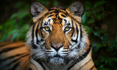 Obraz premium Close-up on jungle big tiger wild angry eyes portrait 