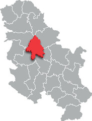 Fototapeta premium CITY OF BELGRADE district map ADMINISTRATIVE DIVISIONS of SERBIA 3d isometric map