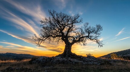 Fototapeta premium Silhouette of a Tree at Sunset