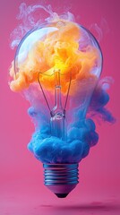 Colorful Creative idea concept with a lightbulb made from colorful paint