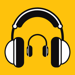 Headphones icons set silhouette vector art illustration