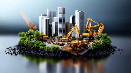 An artistic illustration of a city skyline being built from the ground up, symbolizing a growing business.