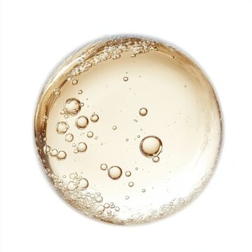 Close up of Serum-gel toner drop, Liquid moisturizing gel with bubbles macro on an isolated white background 