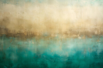 Minimalist Abstract Gradient. Teal to Beige with Textured Brush Strokes.