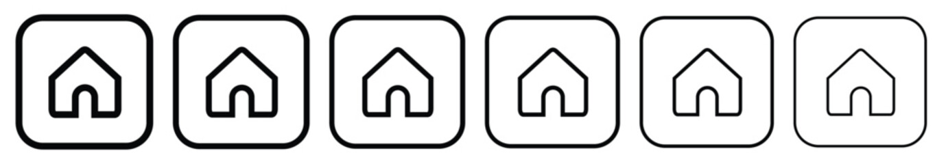 Web home icon for apps and websites, House icon, Home sign in box or Main page icon in filled, thin line, outline and stroke style for apps and website