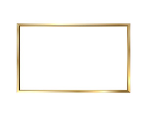 Minimalist rectangular gold frame isolated on a white background, ideal for modern and elegant design projects