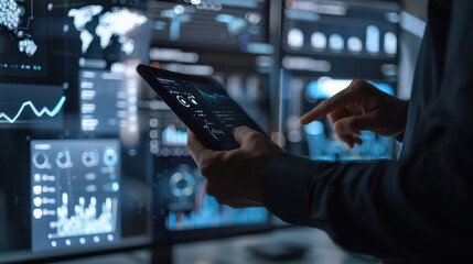 The hands using digital dashboard