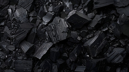 Natural black coal for industrial charcoal background 