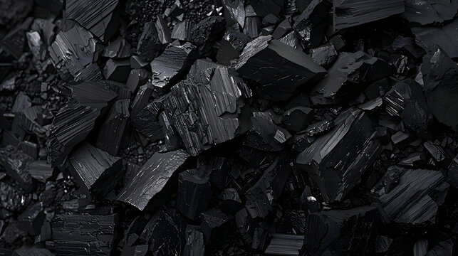 Natural black coal for industrial charcoal background  - Powered by Adobe