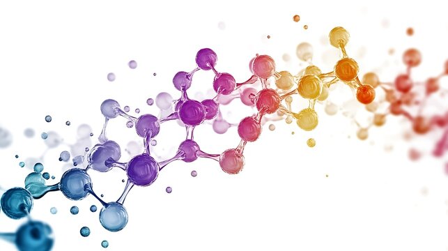 Abstract Amino Acid Chain Illustration on White Background for Scientific Concepts