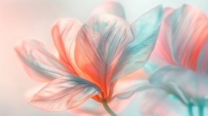   A close-up of a vibrant pink and blue flower surrounded by a softly blurred foreground and background