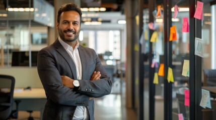 Naklejka premium The confident businessman in office