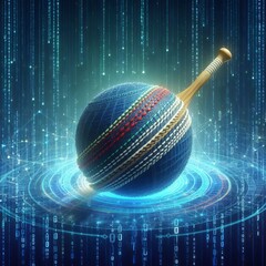 62 Cricket Ball Data Stream Cricket ball surrounded by streams o